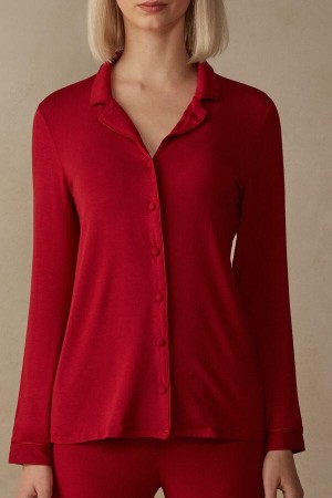Intimissimi Long-Sleeve Micromodal Top Pyžamá Damske Červené | SK EX2184