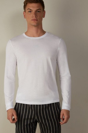 Intimissimi Long-Sleeve Supima® Bavlnene Top Pyžamá Panske Biele | SK EX2893