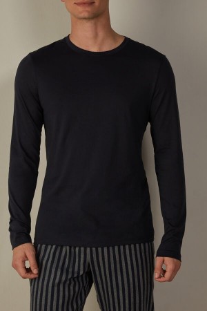 Intimissimi Long-Sleeve Supima® Bavlnene Top Pyžamá Panske Modre | SK XF2901