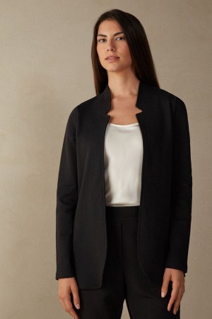 Intimissimi Long-Sleeved Bavlnene Interlock Cardigan Bunda Damske Čierne | SK SO1777