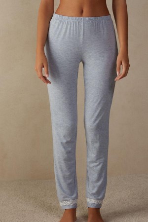Intimissimi Long Modal Cipkovane Detail Trousers Pyžamá Damske Svetlo Modre | SK OR2008