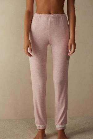 Intimissimi Long Modal Cipkovane Detail Trousers Pyžamá Damske Svetlo Ruzove | SK PQ2009