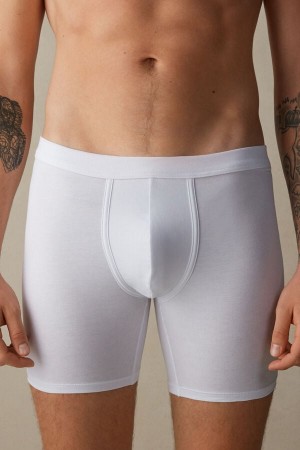 Intimissimi Long in Stretch Supima® Bavlnene Boxer Panske Biele | SK SO2627