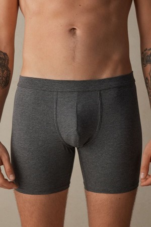 Intimissimi Long in Stretch Supima® Bavlnene Boxer Panske Tmavo Siva | SK AP2628