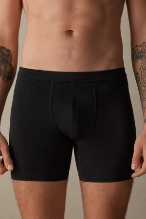 Intimissimi Long in Stretch Supima® Bavlnene Boxer Panske Čierne | SK IS2631