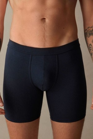 Intimissimi Long in Stretch Supima® Bavlnene Boxer Panske Modre | SK UT2632