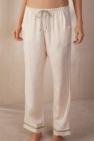Intimissimi Lost in Fields Full Length Pants in Plain-weave Modal Pyžamá Damske Svetlo Žlté Biele | SK DN2038