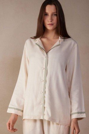 Intimissimi Lost in Fields Open Front Top in Plain-weave Modal Pyžamá Damske Svetlo Žlté Biele | SK SO2141