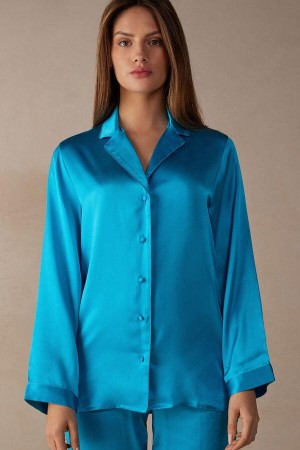 Intimissimi Mannish-Cut Jacket in Silk Satin Pyžamá Damske Tyrkysové | SK KI2017