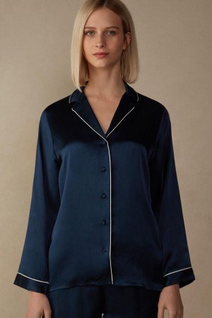 Intimissimi Mannish-Cut Jacket in Silk Satin Pyžamá Damske Modre | SK LH2018