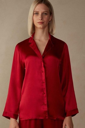 Intimissimi Mannish-Cut Jacket in Silk Satin Pyžamá Damske Červené | SK XF2020