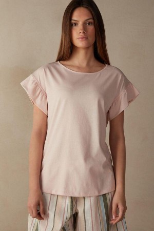 Intimissimi Marine Holidays Kratke Sleeve Top in Supima® Ultrafresh Bavlnene Pyžamá Damske Svetlo Ruzove | SK HK2119