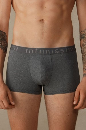 Intimissimi Microfiber Logo Shorts Boxer Panske Tmavo Siva | SK FM2572