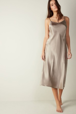 Intimissimi Midi-Length Slip in Silk Spodná Bielizeň Damske Béžové | SK EX1924