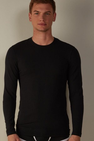 Intimissimi Modal-Cashmere Top Dlhym Rukavom Panske Čierne | SK OR2932