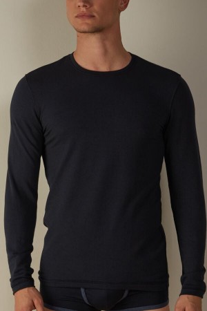 Intimissimi Modal-Cashmere Top Dlhym Rukavom Panske Modre | SK IS2933