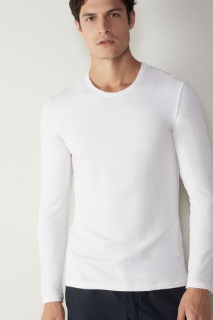 Intimissimi Modal-Cashmere Top Dlhym Rukavom Panske Biele | SK CE2945