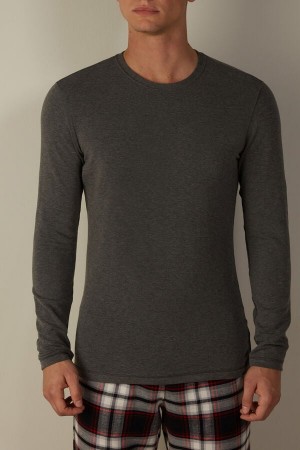 Intimissimi Modal-Cashmere Top Dlhym Rukavom Panske Tmavo Siva | SK LH2948