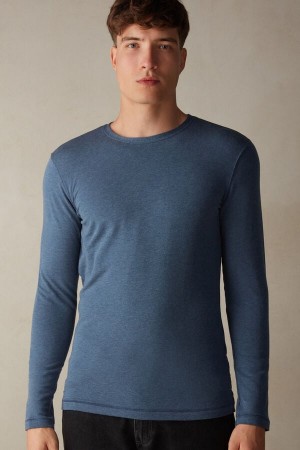 Intimissimi Modal-Cashmere Top Dlhym Rukavom Panske Modre | SK IS2959