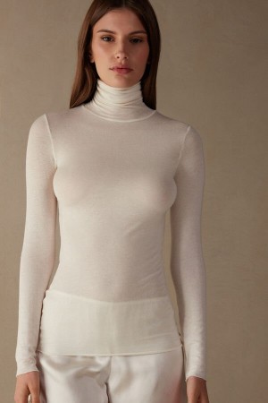 Intimissimi Modal Cashmere Ultralight High-Neck Top Dlhym Rukavom Damske Svetlo Žlté | SK CE1839