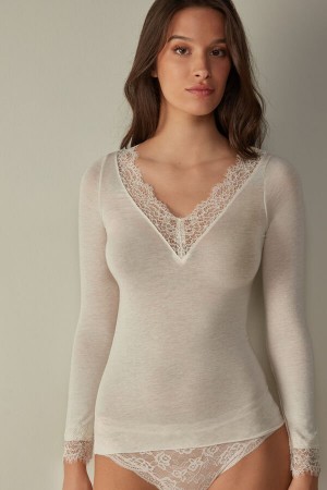 Intimissimi Modal Cashmere Ultralight Long Cipkovane Shirt Dlhym Rukavom Damske Svetlo Žlté | SK HK1807