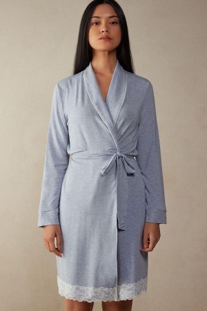 Intimissimi Modal Cipkovane Detail Robe Pyžamá Damske Svetlo Modre | SK NB2206