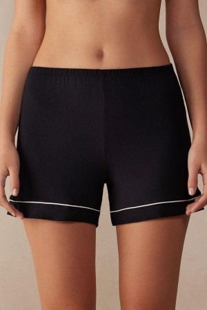 Intimissimi Modal Shorts with Contrast Trim Pyžamá Damske Čierne | SK JJ1964