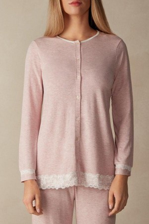 Intimissimi Modal and Cipkovane Cardigan Pyžamá Damske Svetlo Ruzove | SK JJ2146