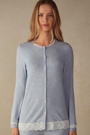 Intimissimi Modal and Cipkovane Cardigan Pyžamá Damske Svetlo Modre | SK RW2159