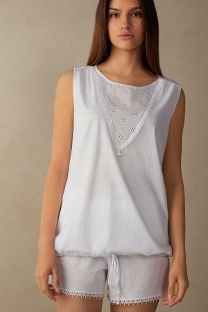 Intimissimi Morning Feelings Tank Top in Supima® Ultrafresh Bavlnene Pyžamá Damske Biele | SK OR2112