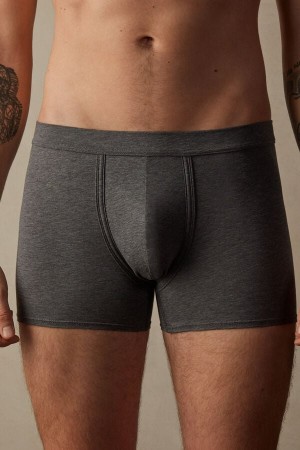 Intimissimi Natural Fresh Supima® Bavlnene Boxer Panske Tmavo Siva Modre | SK XF2591