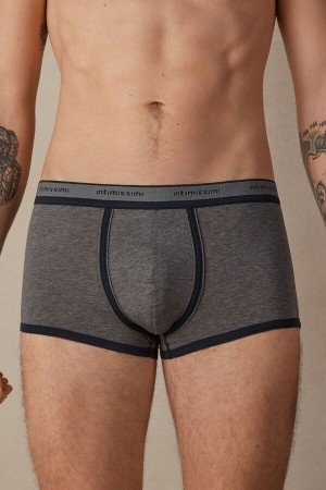 Intimissimi Natural Fresh Supima® Bavlnene with Logo Boxer Panske Tmavo Siva Modre | SK KI2665