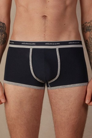 Intimissimi Natural Fresh Supima® Bavlnene with Logo Boxer Panske Modre Svetlo Siva | SK JJ2666