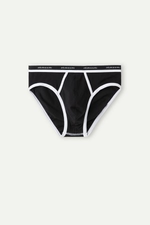 Intimissimi Natural Fresh Supima® Bavlnene with Logo Slipy Panske Čierne Biele | SK YU2704