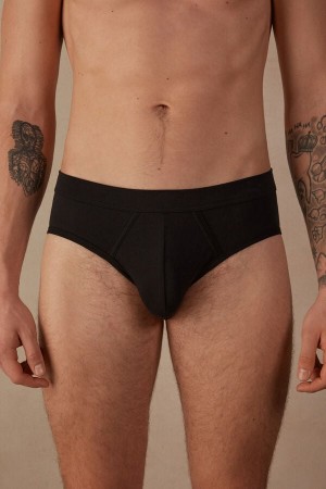 Intimissimi Natural Fresh Supima® Bavlnene Slipy Panske Čierne | SK FM2714