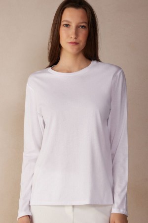 Intimissimi Oversized Top in Supima® Bavlnene Dlhym Rukavom Damske Biele | SK KI1835