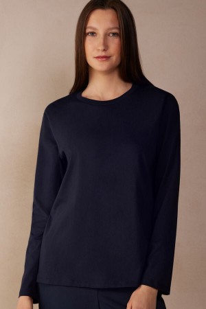 Intimissimi Oversized Top in Supima® Bavlnene Dlhym Rukavom Damske Modre | SK ZG1837