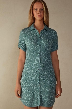 Intimissimi Prairie Bouquet Button Up Night Shirt Pyžamá Damske Zelene | SK GL2222