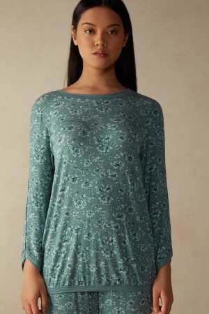 Intimissimi Prairie Bouquet Long Sleeve Top Pyžamá Damske Zelene | SK JJ2172