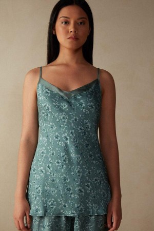 Intimissimi Prairie Bouquet Satin Viscose Top Pyžamá Damske Zelene | SK YU2109