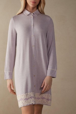 Intimissimi Pretty Flower Open Front Nightshirt Pyžamá Damske Nachový Biele | SK RW2081