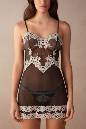 Intimissimi Pretty Flowers Babydoll Spodná Bielizeň Damske Čierne Biele | SK ZG1915