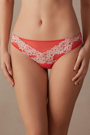 Intimissimi Pretty Flowers Brazilian Nohavičky Damske Tmavo Červené Biele | SK FM2468