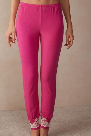 Intimissimi Pretty Flowers Full Length Cuffed Modal Pants Pyžamá Damske Ruzove Biele | SK HK2041