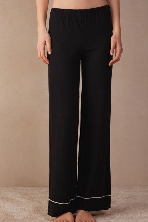 Intimissimi Pretty Flowers Full Length Modal Pants Pyžamá Damske Čierne Biele | SK BC2075