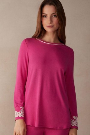 Intimissimi Pretty Flowers Modal Top Pyžamá Damske Ruzove Biele | SK DN2142