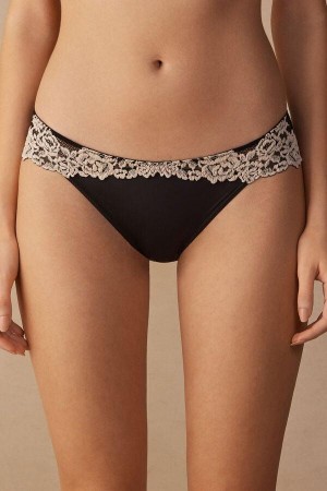 Intimissimi Pretty Flowers Nohavičky Damske Čierne Biele | SK FM2416