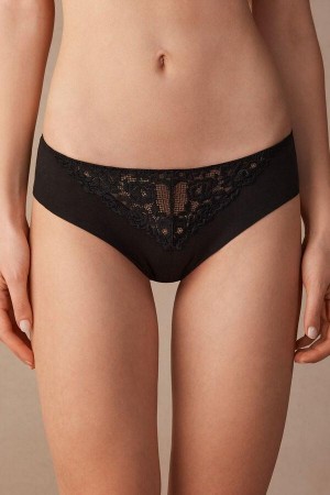 Intimissimi Pretty Flowers Seamless Bavlnene Nohavičky Damske Čierne | SK QZ2403
