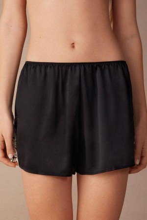 Intimissimi Pretty Flowers Silk Shorts Pyžamá Damske Čierne Biele | SK VD1996