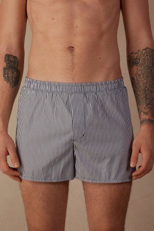 Intimissimi Print Detailed Boxer Panske Biele Modre | SK FM2625